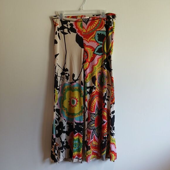 Petit Pois by Viviana G Wide Leg Pants Size Small Abstract Floral 100% Nylon - Picture 1 of 12